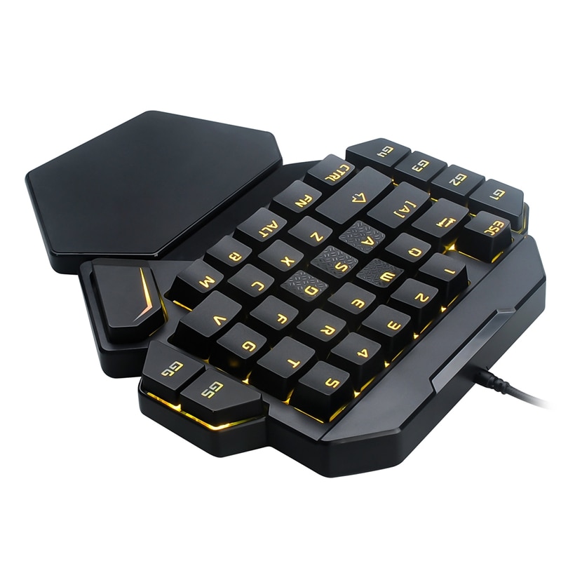 One Handed Keyboard,RGB One Hand Mechanical Gaming Keyboard, Keyboard 35-Key Blue Switch, USB Wired Rainbow Portable