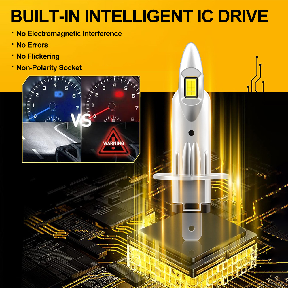 H1 LED-Lampen Autoscheinwerfer 800000 LM 1000 W weißes H4-Nebelscheinwerfer H7 H11 9005 9006 Plug-and-Play-Mini-LED-Lampen mit integriertem Antrieb, 2 Stück