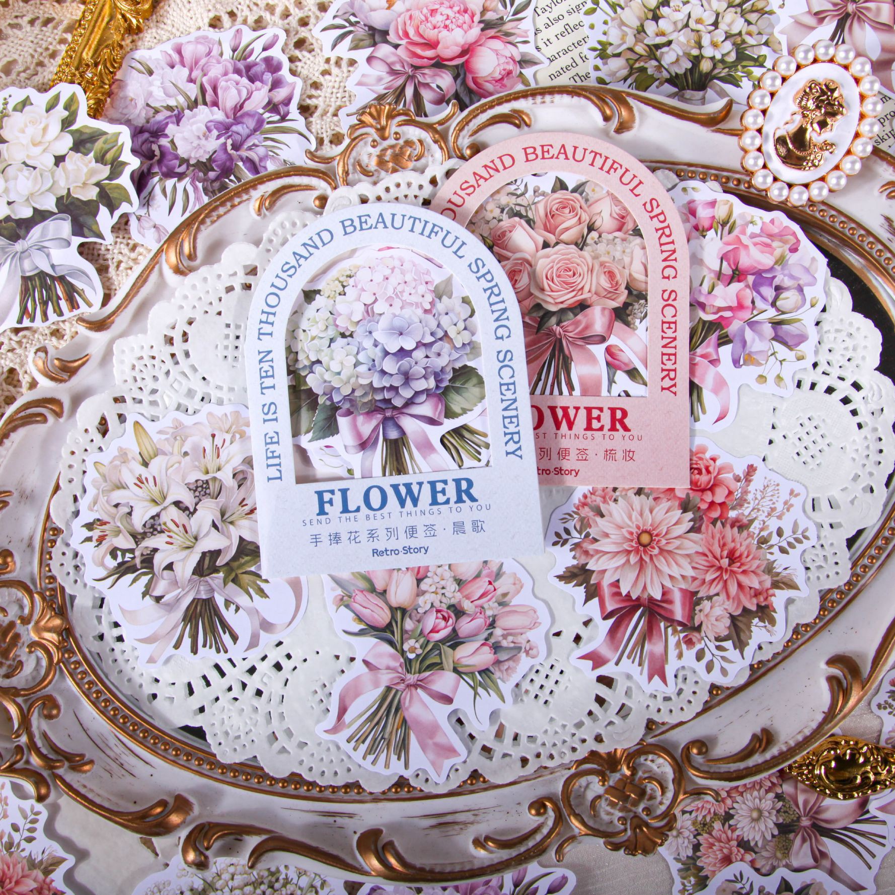 Almohadillas de papel para álbum de recortes, cartulina de un solo lado, papel decorativo para manualidades, papel con patrón de flores, papel de decoración DIY, 10 unids/lote por paquete
