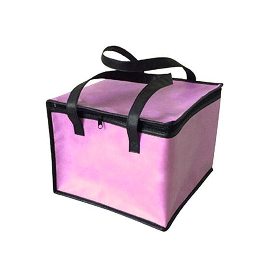 Storage Big Square Insulation Bags Solid Color Insulated Thermal Cooler Bag Lunch Time Sandwich Drink Cool Storage Chilled Zip: Pink