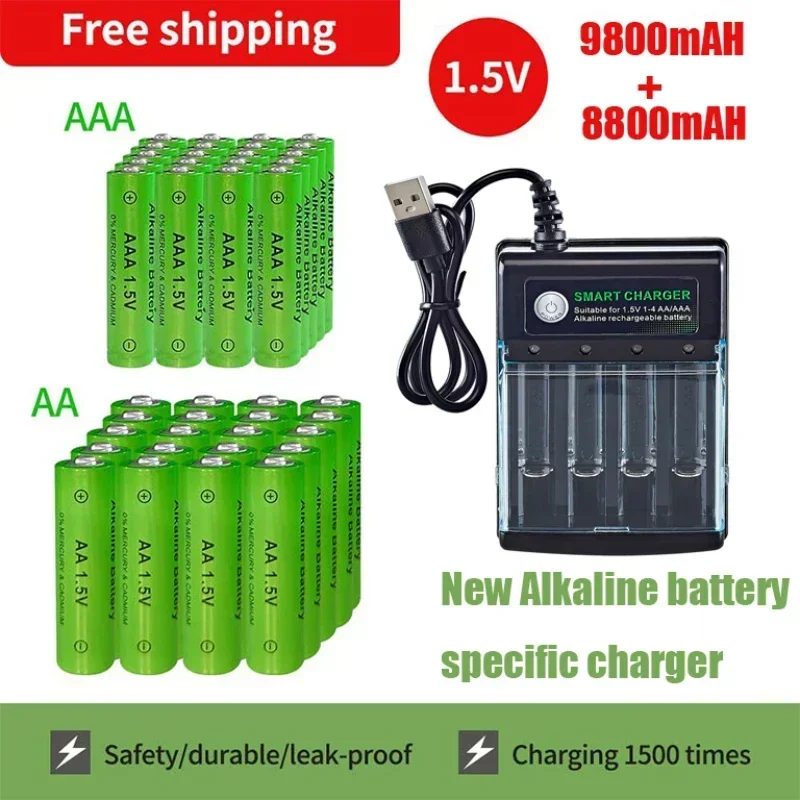 Original rechargeable battery 1.5V AA9800MAH+AAA8800MAH aa rechargeable battery Aaa energized battery AA+AAA battery can be ener