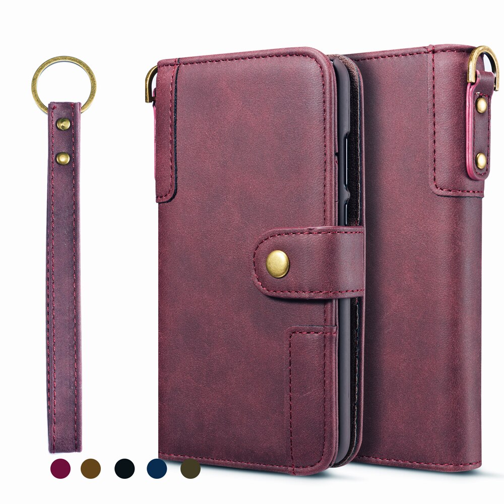Luxe portemonnee tas telefoonhoesje voor huawei  p30 / p30 pro  / p30 lite / nova 4e vakken kaartslot magnetische knop flip cover coque