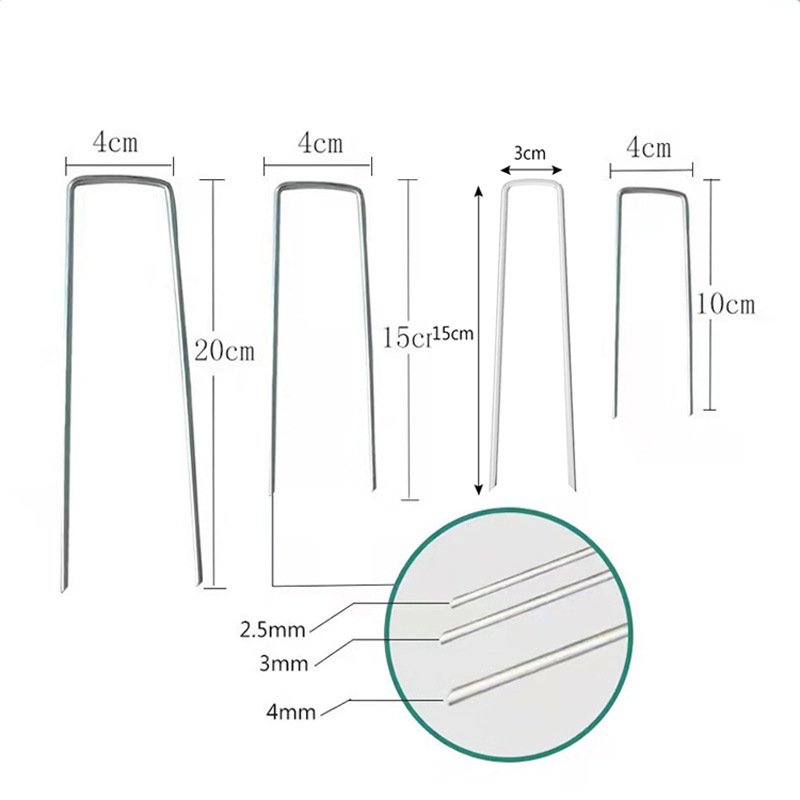 Trädgårdspinne silvermetall u-form trädgårdsklammer trädgårdsmarkspik film fasta pinnar trädgårdsredskap filmpinne landskapsspikar: L / Orange