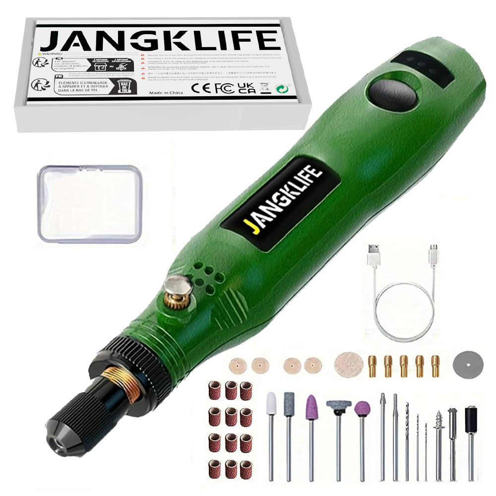 USB Cordless Rotary Tool Kit Woodworking Engraving Pen DIY For Jewelry Metal Glass Mini Wireless Drill: green