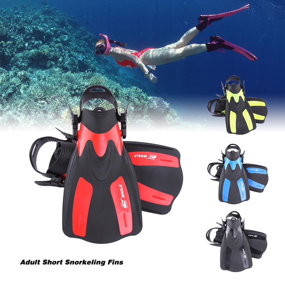 Aletas de buceo de snorkel aletas de natación cortas para adultos aletas de natación con talón ajustable equipo de deportes acuáticos aletas de natación