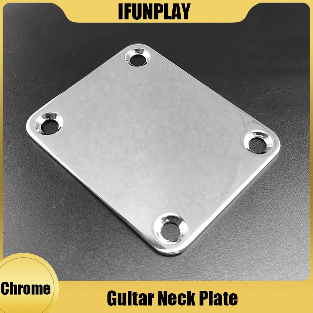 Placa de mástil de guitarra eléctrica, placa de Metal cromada para cuello de guitarra eléctrica TL