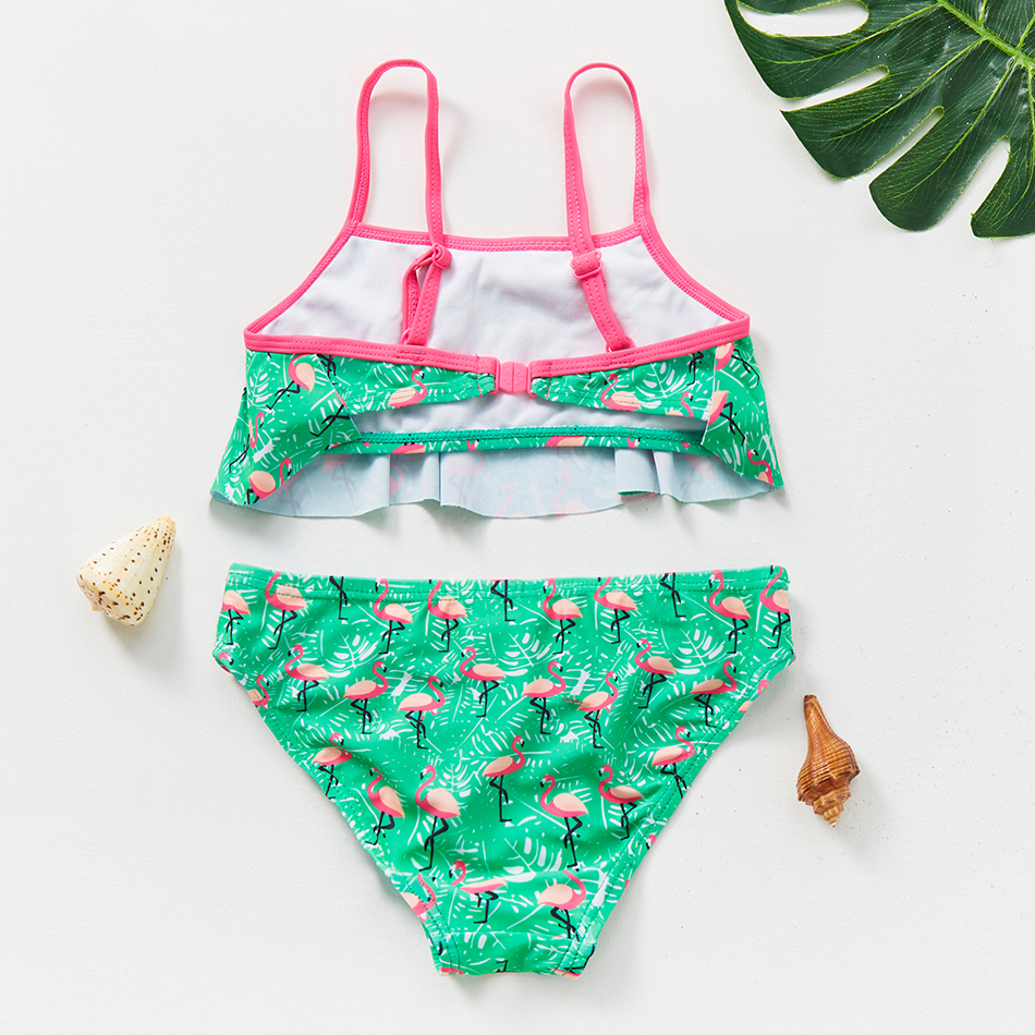 2-12 jahre Mädchen Flamingo Bikini Badeanzüge ZWEI-STÜCK Großen Volant Strand Bademode für freundlicher Mädchen Nette Bikini setzt