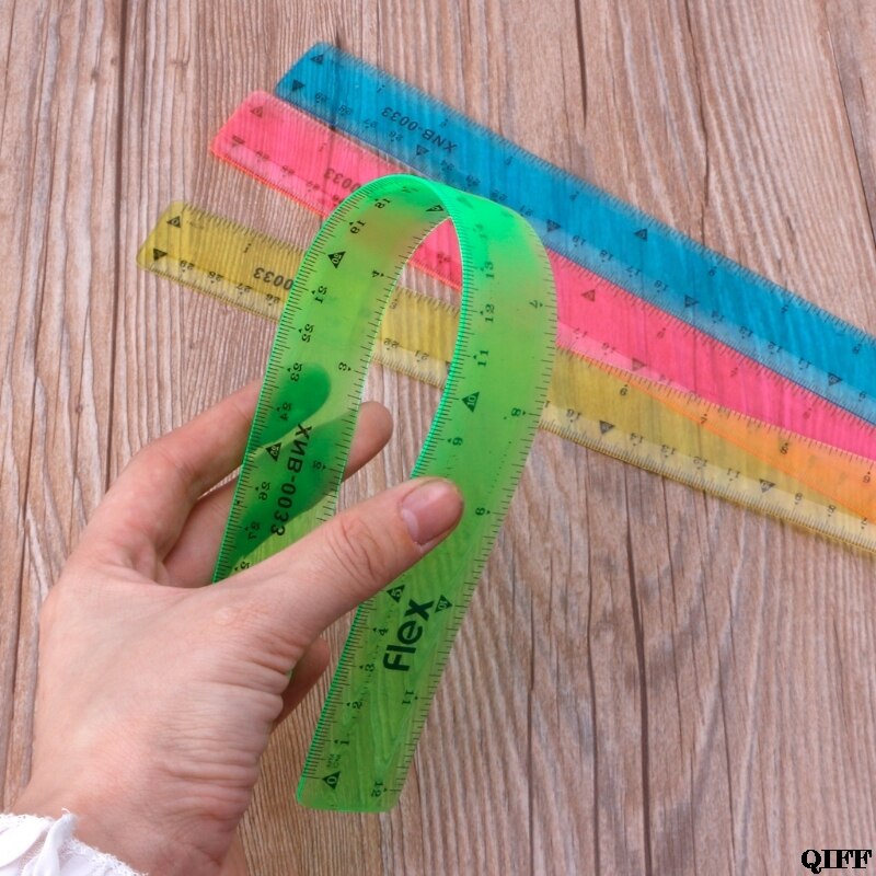 &amp Soft 30cm Ruler Multicolour Flexible Stationery Rule School Supply APR28