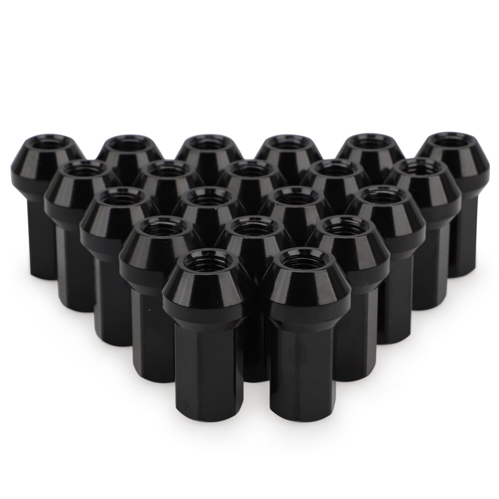 20pcs Steel Wheel Lug Nuts M12x1.5 Cone Seat 17mm Hex Black Car Bolt