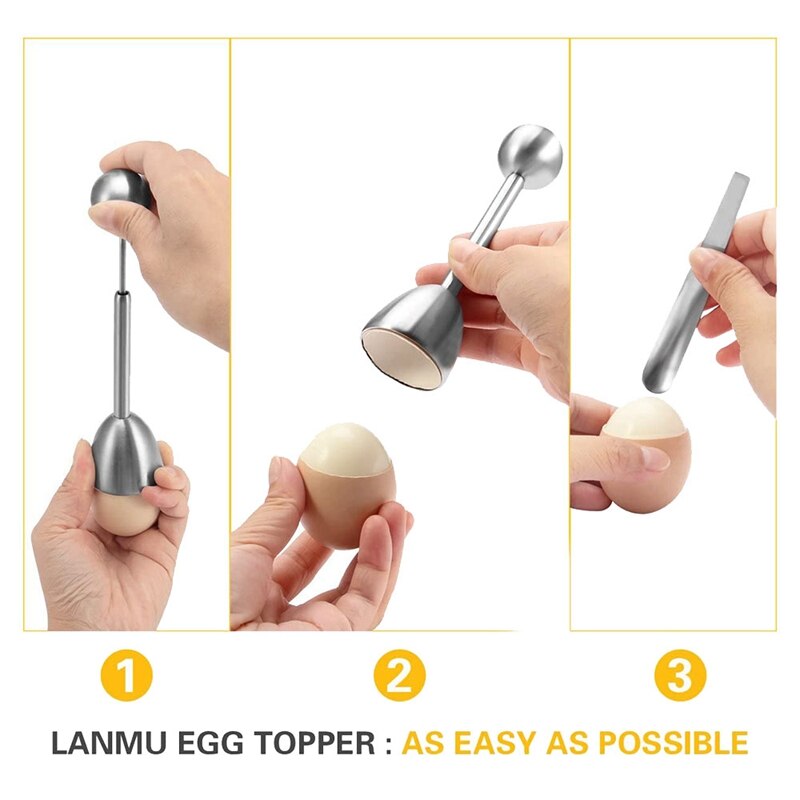 Egg Topper,Egg Cutter,Egg Cracker for Hard & Soft Boiled Eggs,Egg Cutter Topper with Spoon,Stainless Steel Kitchen Gadgets