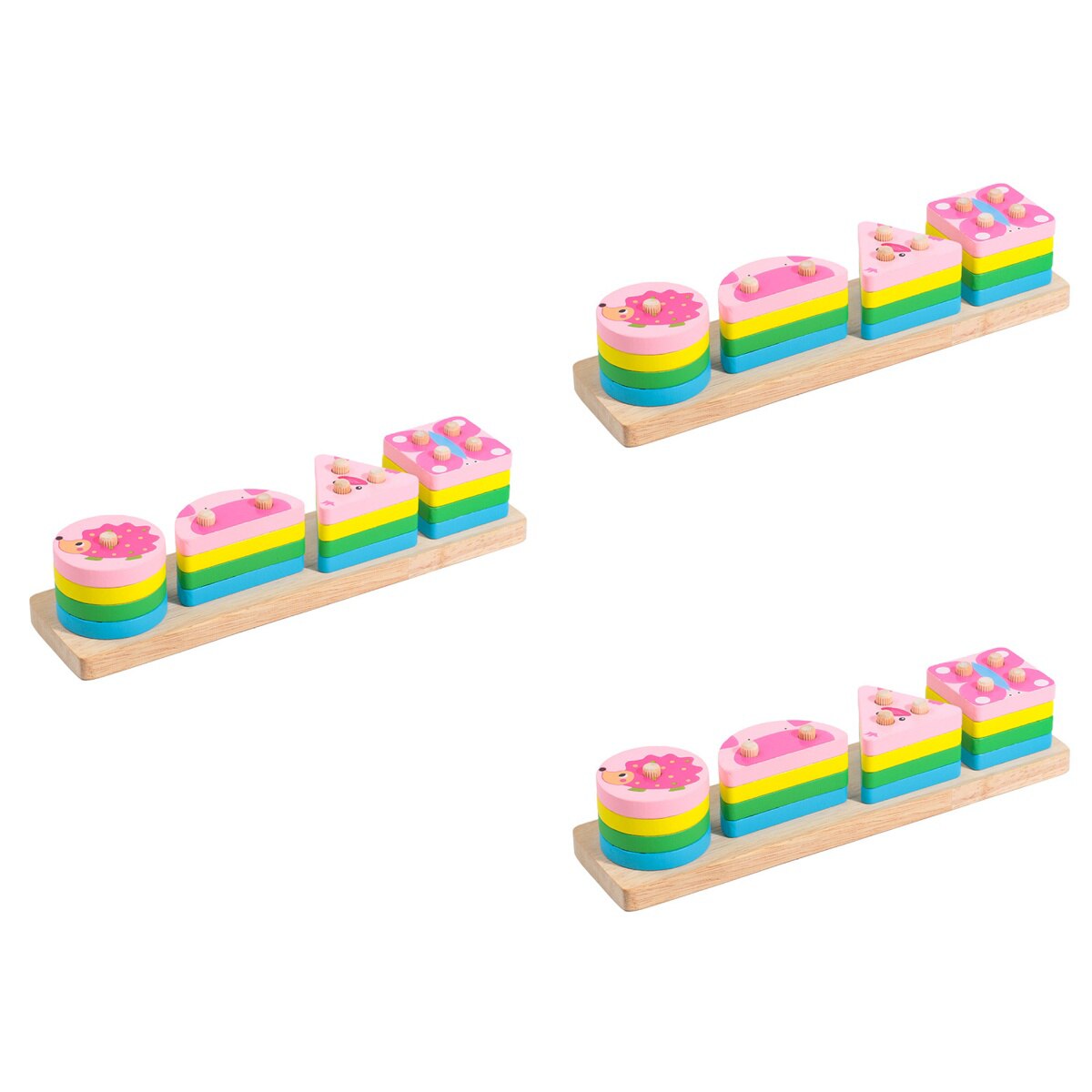 3 Sets Cartoon Animal Matching Blocks Plaything Wood Children Early Education