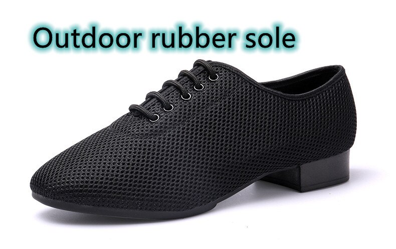 Männer Standard Tanz Schuhe Ballsaal/draussen Schuh gewebte Leinwand Gittergewebe Niedrigen Ferse Moderne Tanzen Schuh FR38-46: Schwarz Gummi Sohle, einzig, alleinig / uns8-FR39