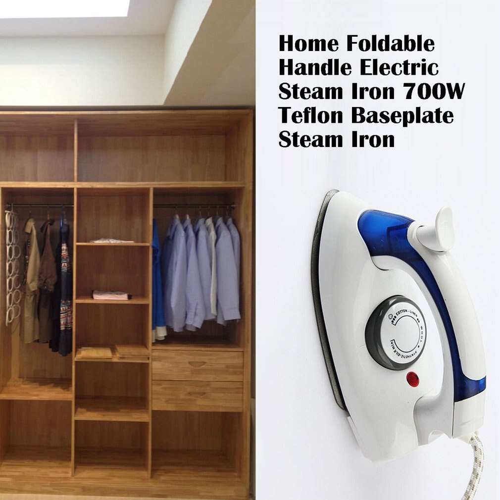 700W Portable Compact Size Foldable Handle Electric Steam Iron Teflon Baseplate Steam Iron Handheld Home Travel Use