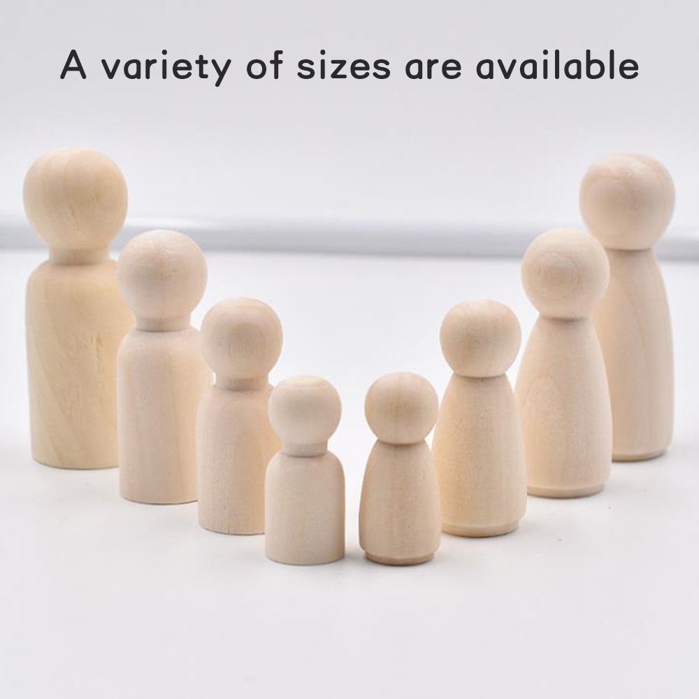 10Pcs 35/43/55/65mm Wooden Peg Dolls Girl Boy Wooden Dolls Kids Room Decor Handmade Diy Wooden Peg Dolls Blank Accessories
