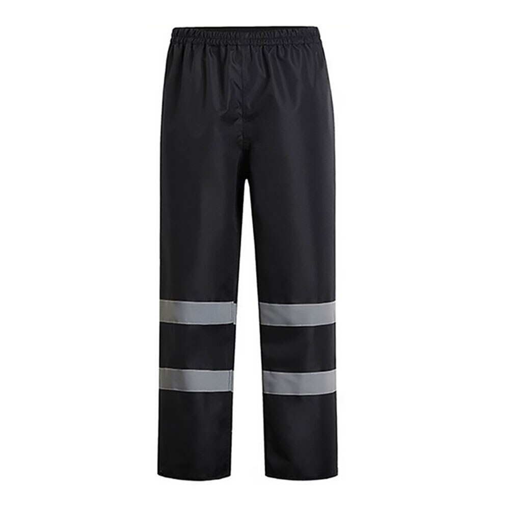 Dames heren regen over elastische taille wasbaar kamperen wandelen waterdichte fietsbroek hoge zichtbaarheid oxford doek draagbaar: Zwart / 4xl