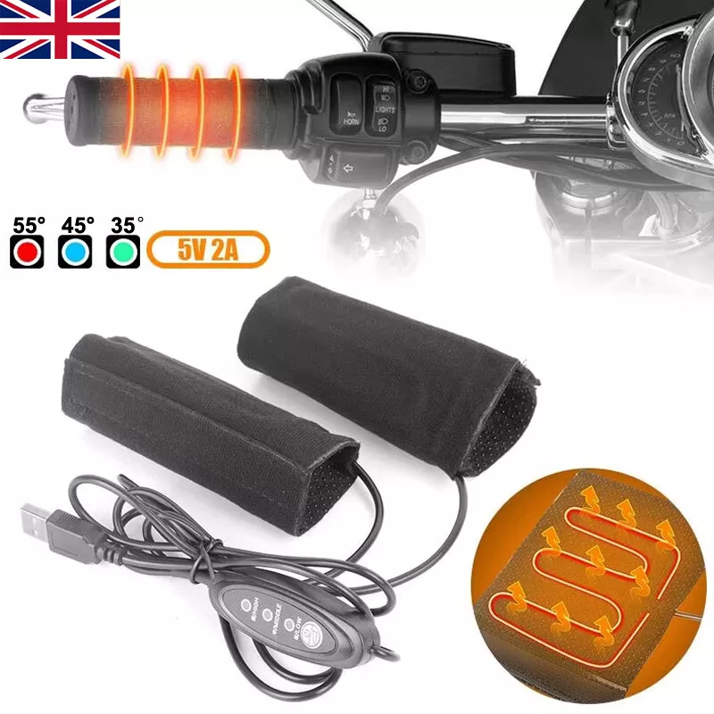 1 Pair 5V Motorcycle Heated Grips USB Electric Handlebar Winter Warmer Removable Warm Grip Adjustable 3 Speed Temperature: Default Title