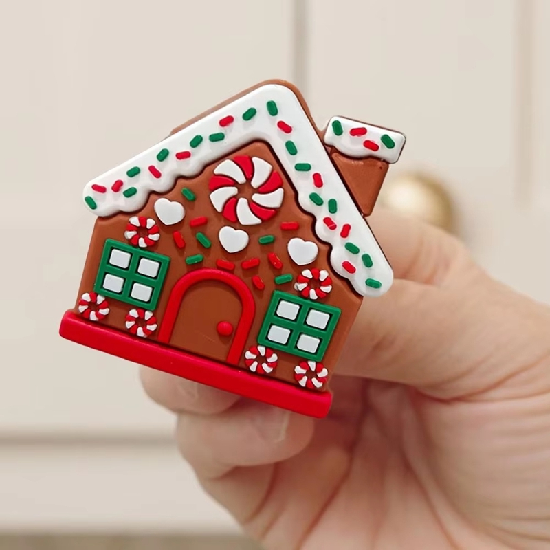 Silikon Halloween Skelett Türgriff Dekoration Weihnachten Schrankknopf Abdeckungen Lebkuchenhaus geformte Schubladengriffe wiederverwendbar