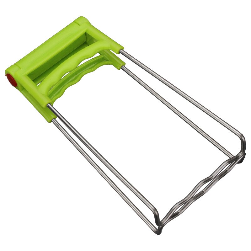 Tallerken clips tang rustfrit stål + pp håndtag køkken værktøj sammenfoldelig anti skål klemme til gryde griber: Grøn