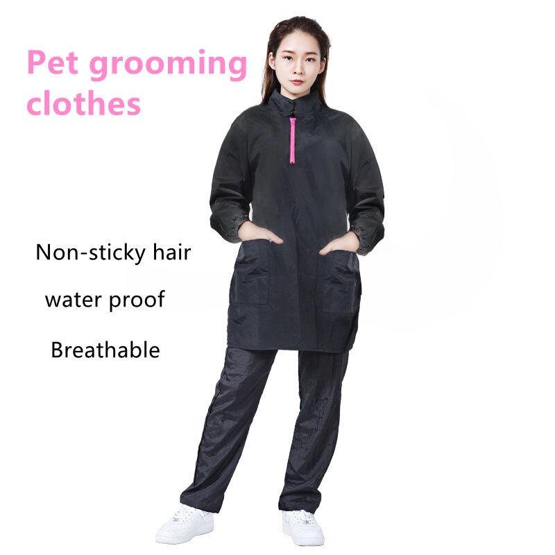 Lange Sleeve Pet Groomer Arbeit Kleidung Wasserdichte Overalls Nicht Stick Haar Pet Reinigung Scheren Anti-haar Atmungs Kleid Y1128