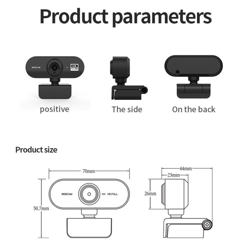 Auto Focus 2K Full HD USB Webcam With Microphone Video Call Computer Camera
