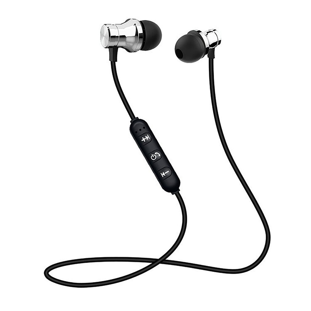 4.2 fone de ouvido bluetooth esportes neckband magnético sem fio fones estéreo música metal fones com microfone para todos os telefones: silver1