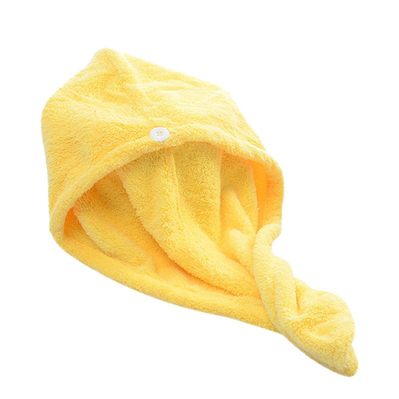 Hårhåndklæde magisk mikrofiber hårtørrer hurtigttørrende tørretumbler hoved tør hat indpakket svømmebassin håndklæde badevikle hat quick cap turban 2: Gul