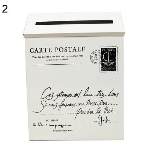 Retro Metal Mailboxes Wall Mounted Mail Box Mailbox Bucket Newspaper Letter Box Post Garden Decoration Garden Supplies: 2