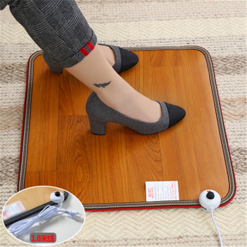 Tapis chauffant en cuir pour pieds, tapis chauffant de bureau coussin chauffant en cuir tapis chauffant électrique Thermostat tapis outils ménagers: 50X55-2