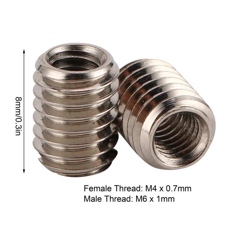 10pcs Stainless Steel Thread Inserts Screw Reducing Nut Female Thread M4x0.7 and M6x1.0 Male Thread Repair Insert kit Set