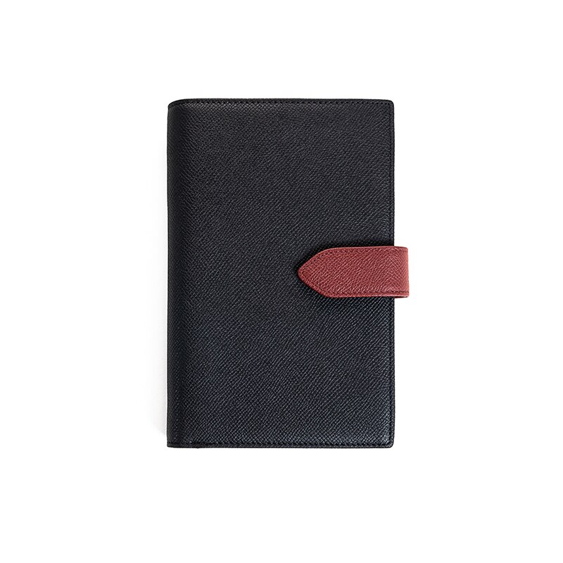 Amnery A6 Bindmiddel Lederen 6 Ringband Notebook Cover Voor A6 Filler Papier, navulbare A6 Persoonlijke Planner Bindmiddel Met Kaartsleuven: black red wine