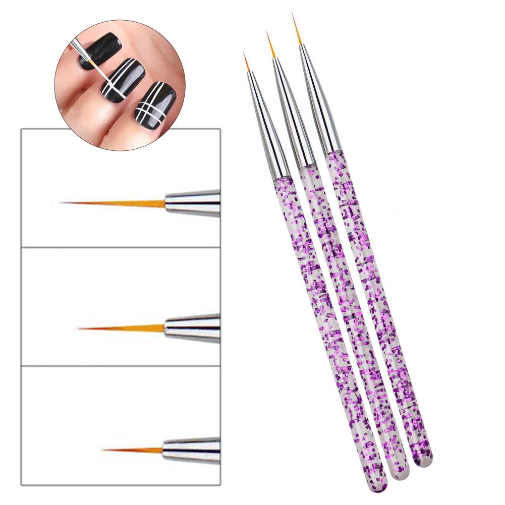 3 Stks/set Professionele Liner Schilderen Pen Nail Art Brush Nail Art Uv Gel Pen Art Salon Thuisgebruik Gel Nail borstel Duurzaam Acryl