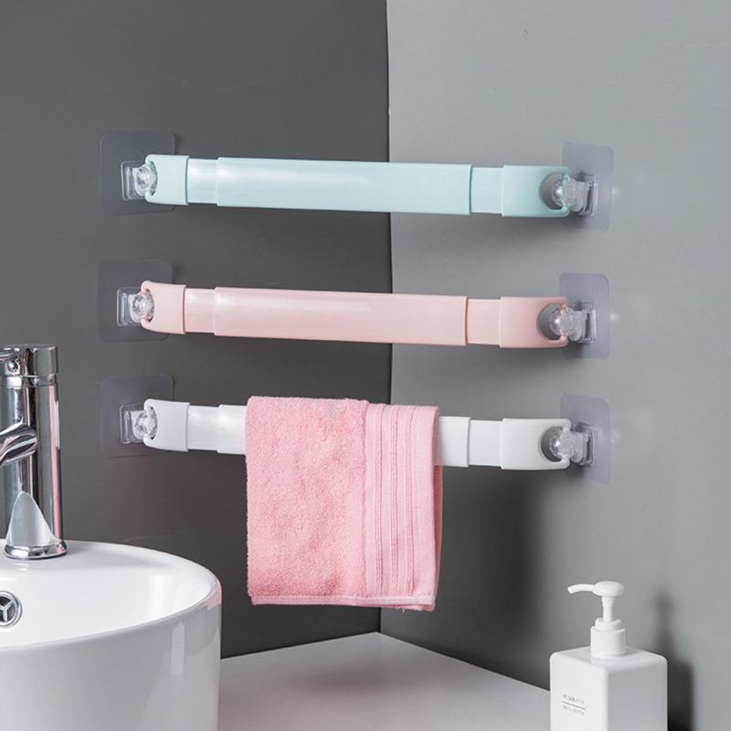 Kitchen All Purpose Storage Rack Adjustable Bathroom Towel Bar Shelf Self-adhesive Rack Holder Toilet Roll Paper Shoes Hanger