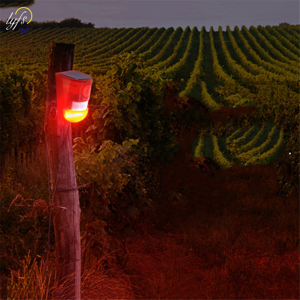 Som solar alerta flash aviso som &amp; luz alarme sensor de movimento 110 decibéis sirene strobe sistema de alarme de segurança para a fazenda