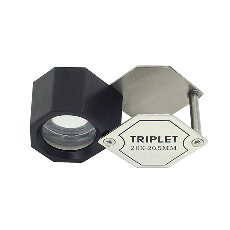 Triplet Hexagon Loupe 10X 15X 20X Magnifying Glass 20.5mm Lens Jeweler Eye Loupes
