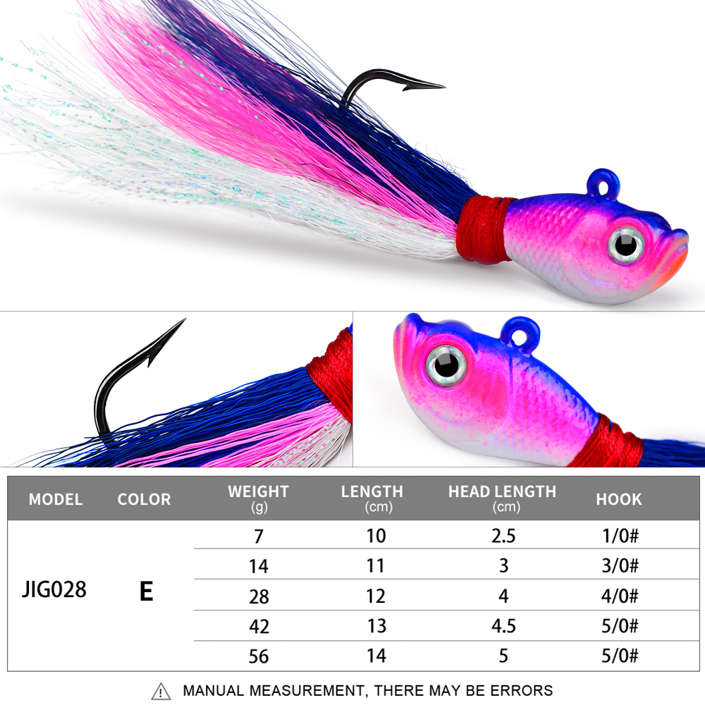 PROBEORS 1 cebo duro de Metal con plumas, 5 colores 7g 14g 28g 42g 56g anzuelos con cabeza de anzuelo para cebo blando, aparejos de pesca al aire libre: 13 / Gris claro