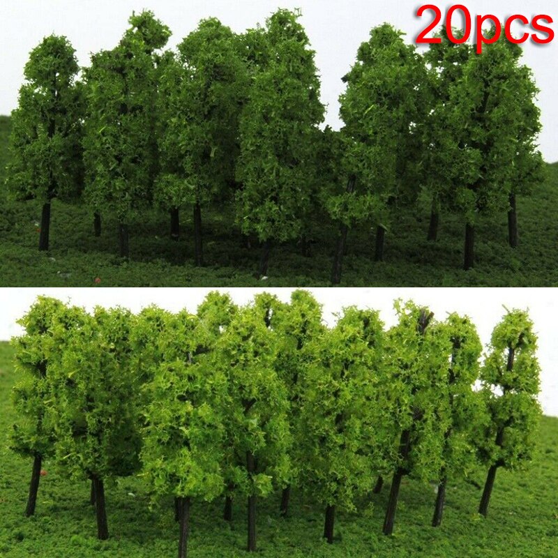 20Pcs Miniatuur Landschap Landschap Trein Spoorwegen Bomen Model Schaal 1:200 Groene Kunstmatige Miniatuur Boom Landschap Railroad Decor