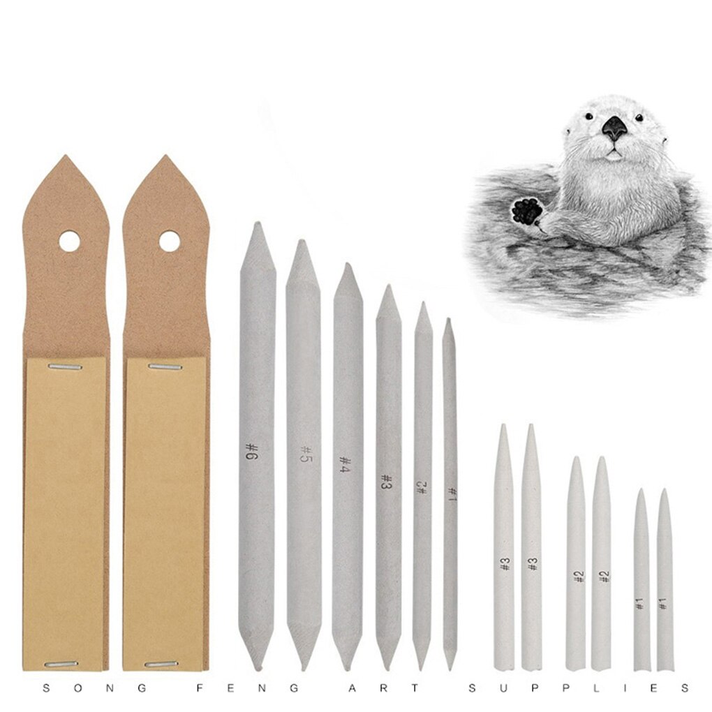 14 Pcs/set Paper Blending Stump Pencil Sharpener Sheets Drawing Blending Stump Sketch Accessories