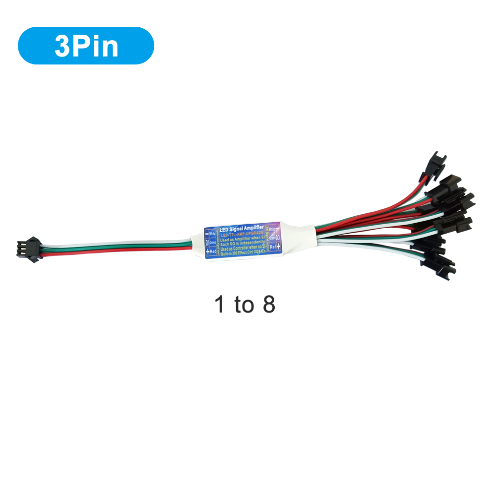 LED TTL Signal Amplifier Repeater Controller 2 In 1 For WS2812B WS2811 WS2813 WS2815 SK6812 3Pin 4Pin RGB Addressable LED Strip: light green / 28