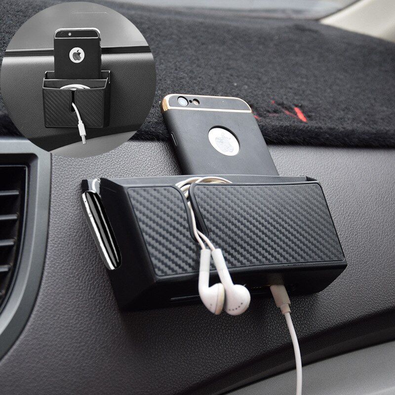 Multifunctional Car Mounted Storage Box Portable Double-Layer Phone Holder Self-Adhesive Organizer Easy Installation
