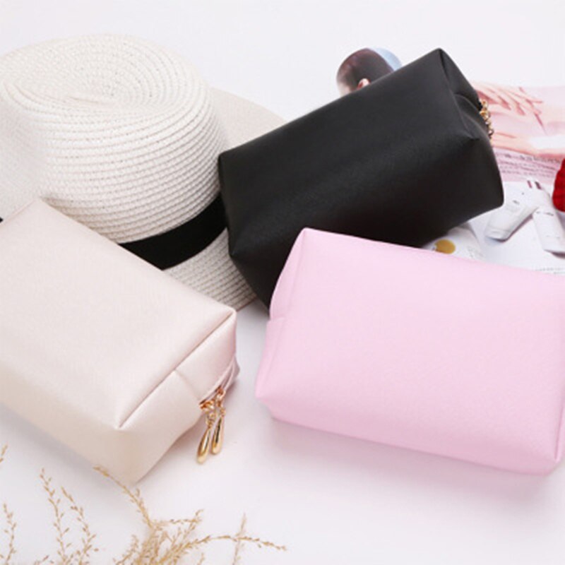 PURDORED 1 Pc Solid Makeup Bag Travel Women Leather Cosmetic Bag Waterproof Toiletry Beauty Bag Maquiagem Neceser Kosmetyczka