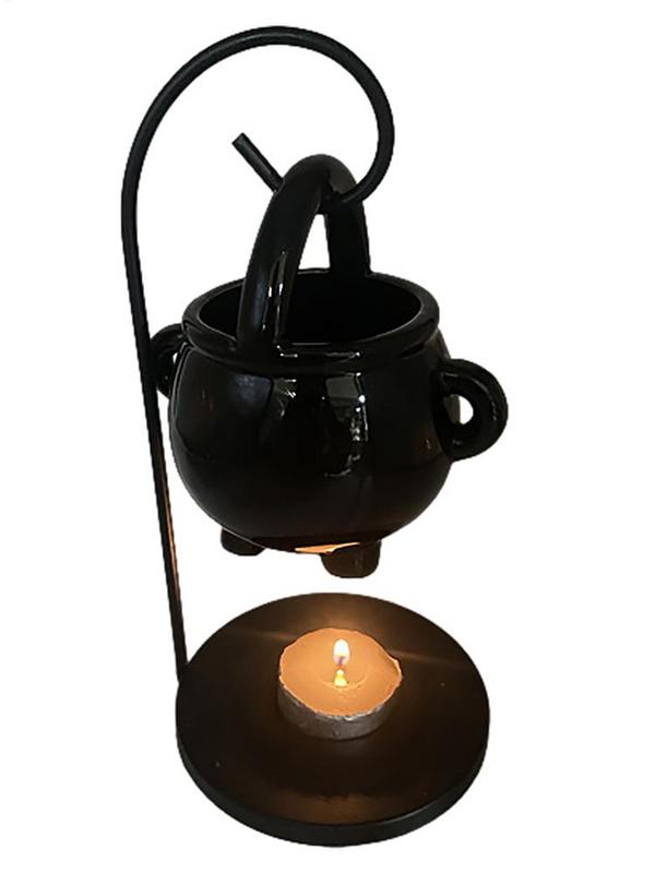 Quemador de aceite de caldero de bruja colgante, olla de caldero de bruja, portavelas, difusor de aceite esencial para quemar incienso para decoración del hogar