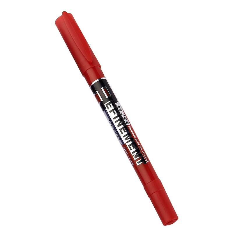 1 Pcs Red/Blue/Black The Office Supply Double-head Marker Pen Stationery Oily Markers Fast Dry Marker Pens: Red