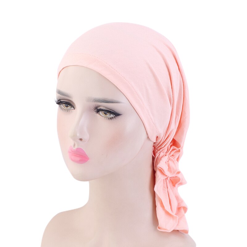 Foulard en bambou et coton pour femmes musulmanes, Bonnet de chimio, accessoires pour cheveux, bandana anticancer, couvre-chef, chapeau de Pirate: 463 Shell Pink
