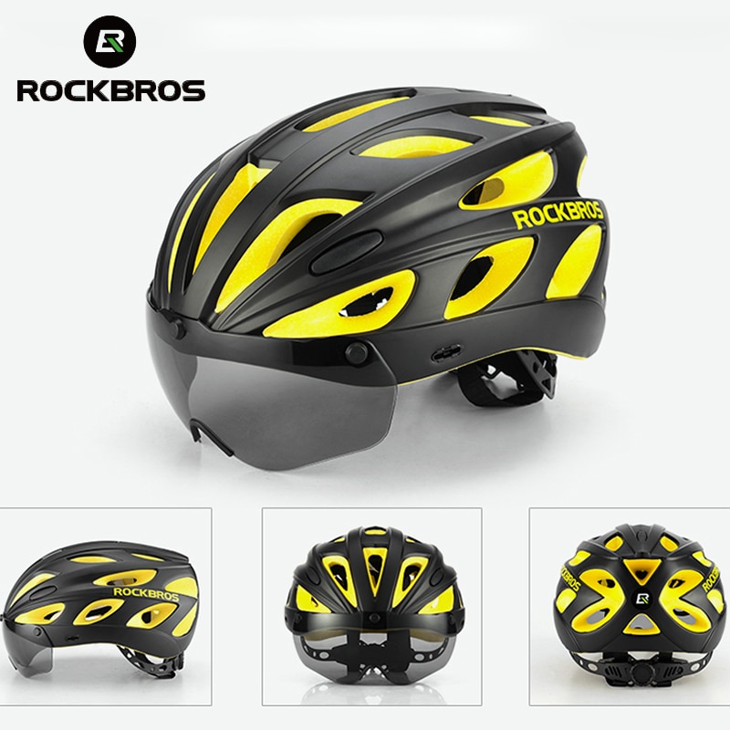 Rockbros Fiets Fietshelmen Integraal Gevormde Ultralight Magnetische Bril Mtb Weg Mountainbike Helmen Met Zonnebril