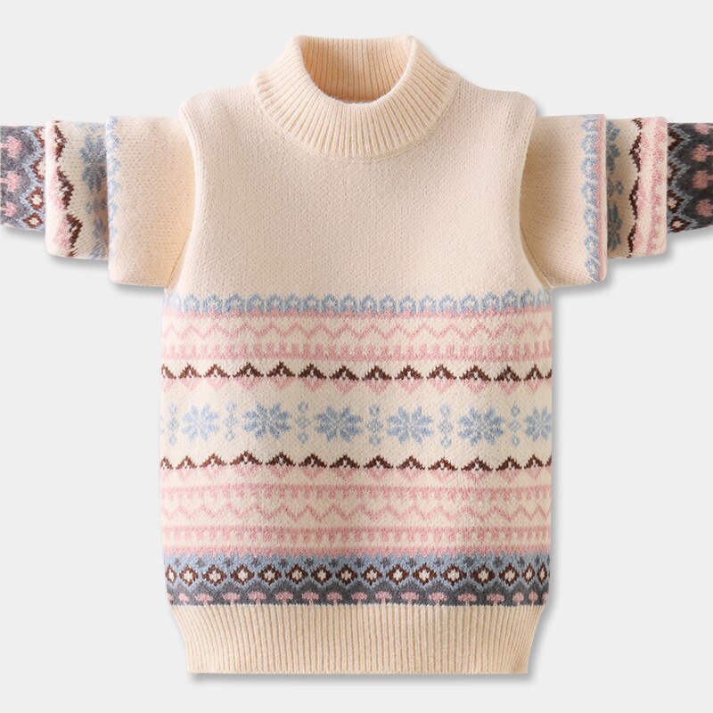 Girls Pink Knitted Sweaters 4 To 16 Year Autumn Winter Girls Stripes Plaid Soft Comfortable Sweater Children Knitwear Tops