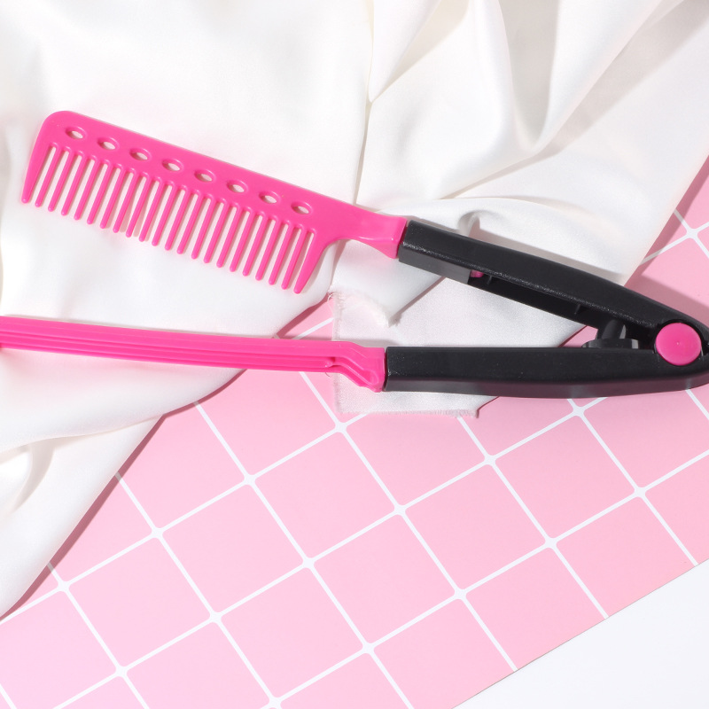 V typ zmywalny składany grzebień prostujący włosy fryzjerstwo szczotka grzebień stylizacja włosów narzędzie robić przycinania akcesoria fryzjerskie grzebień robić włosów: RoseRed