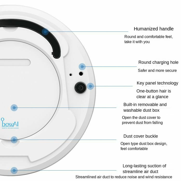 Robot Vacuum Cleaner Sweep&Wet Mop Simultaneously For Hard Floors&Carpet Run 90mins Before Automatically Charge