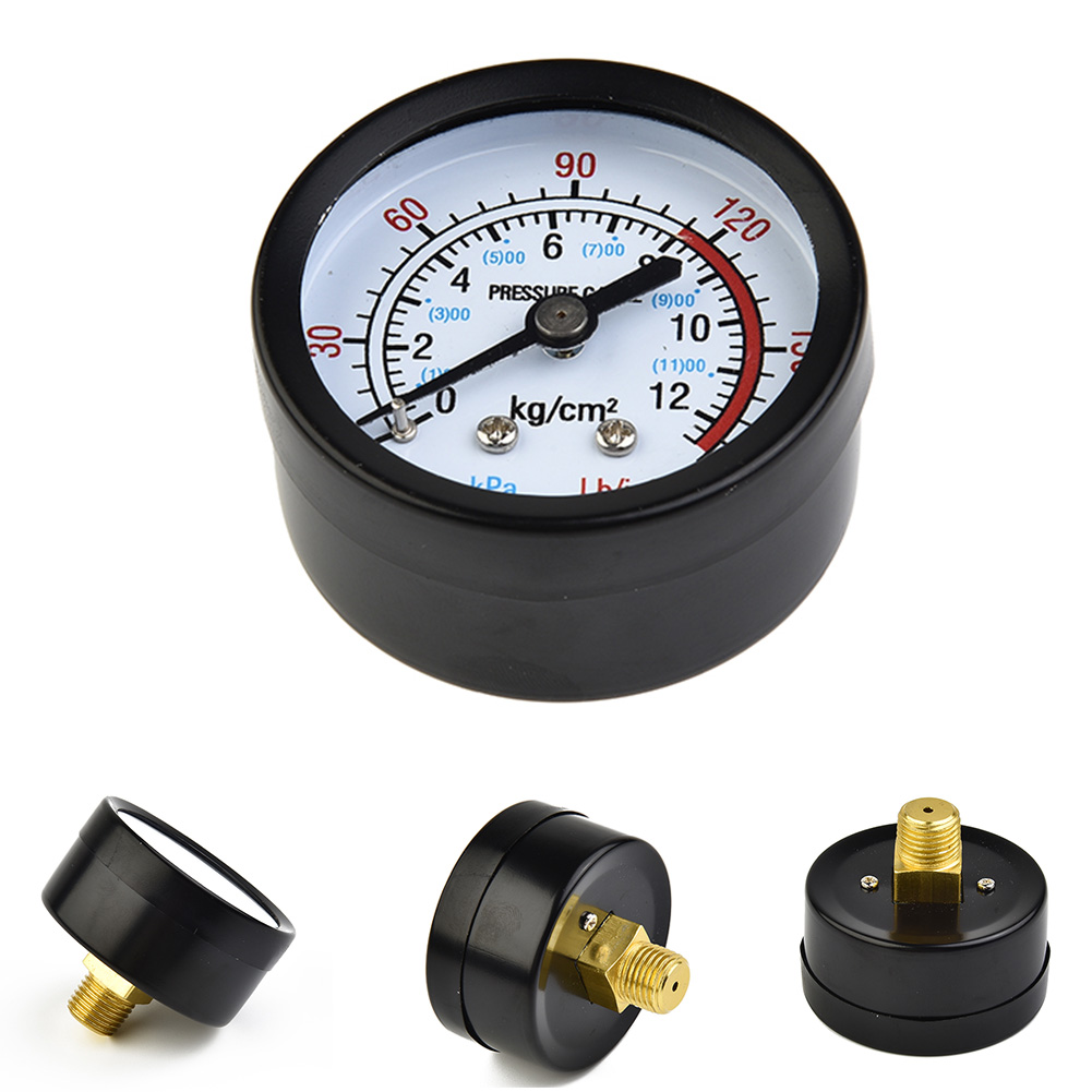 Manómetro de compresor de aire, 13mm, rosca 1/4 BSP, 0-180 PSI, 0-12bar, manómetro para compresor de aire, fluido hidráulico neumático