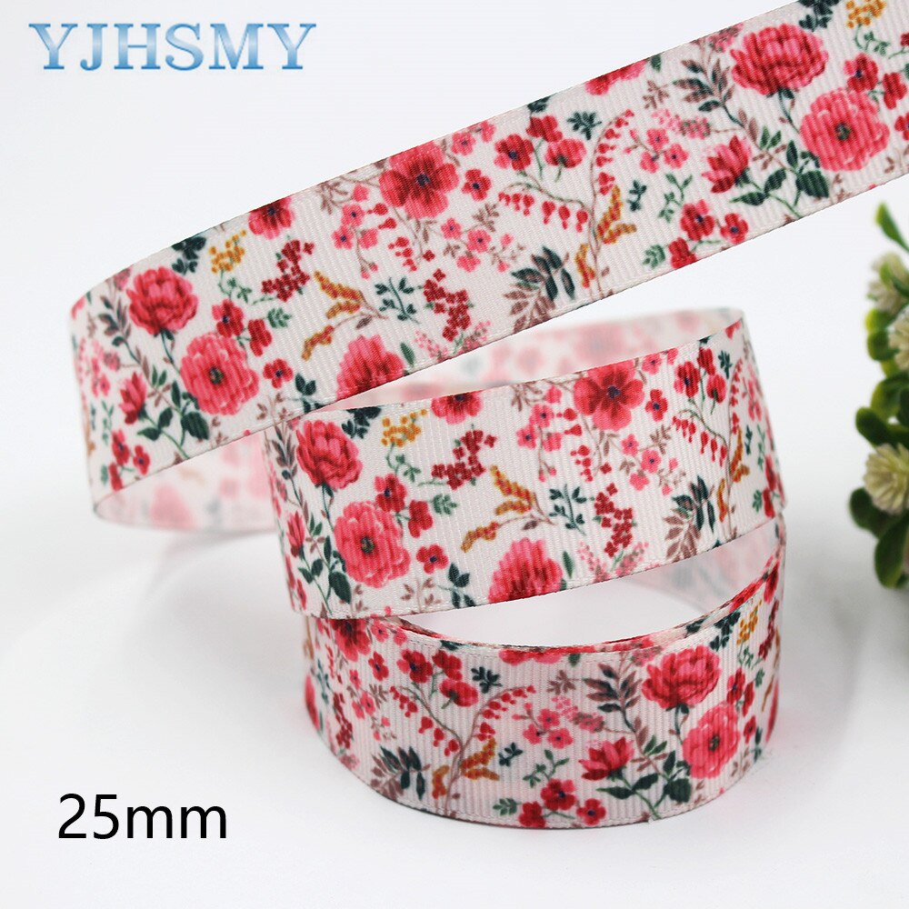 Cinta con estampado de flores de 1 pulgada, accesorios para el cabello hechos a mano, 5 yardas, Material, decoración de lazo, L-20716-675: L-20716-676