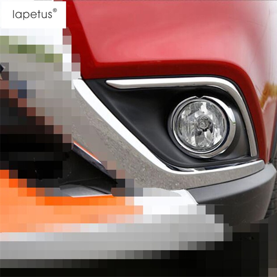 Lapetus Accessories For Mitsubishi Outlander - Front Head Fog Light Ring &amp; Rear Fog Lamp Molding Cover Kit Trim